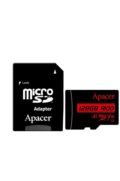 Apacer microSDXC UHS-I U1 V10 A1 128GB R100 card with SD adapter AP128GMCSX10UB-R