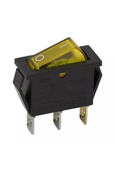 OEM Interupator basculant 3 pini 1 circuit 10A 250V OFF-ON galben