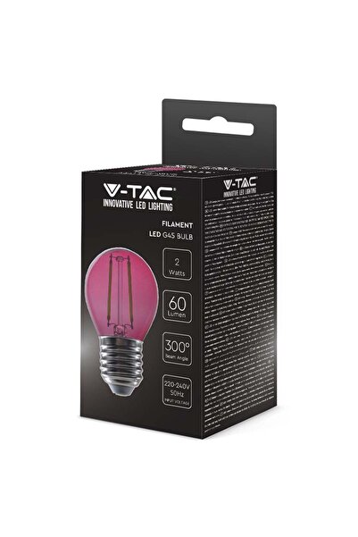 V-TAC LED bulb G45 E27 2W with pink filament SKU-217410
