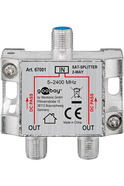 goobay Splitter SAT 2 iesiri pentru dispozitive prin satelit 5-2400MHz 67001