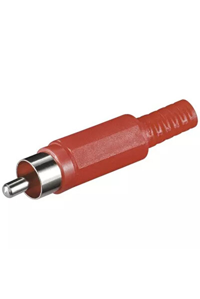 goobay Mufa RCA tata cu protector cablu din plastic rosu