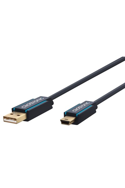 CLICKTRONIC Professional Cable 3m mini USB 2.0 - USB Hi-Speed ​​480Mbit/s OFC oxygen-free copper gold-plated 7
