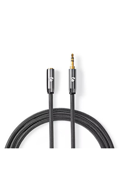 Nedis Cablu audio Jack stereo 3.5 mm tata - 3.5 mm mama 2m gri metal