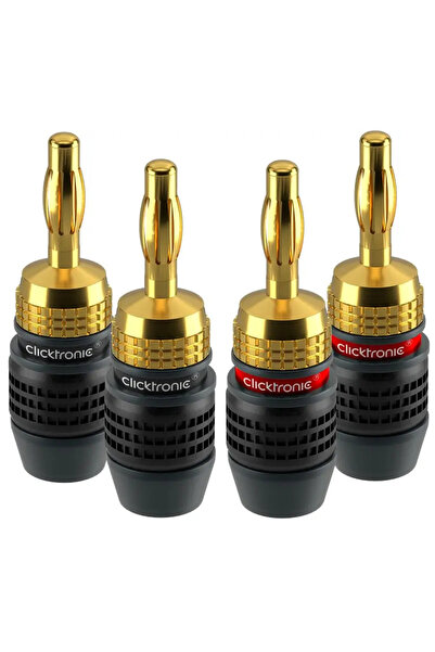 CLICKTRONIC Set 4 mufe Banana 4mm Premium Conexiuni Audio de Inalta Calitate ...