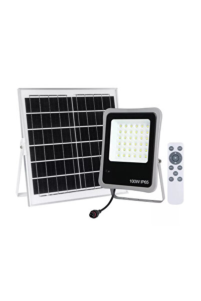 Well Proiector solar 100W 1200lm lumina rece 6500K cu panou solar 15W 350x350...