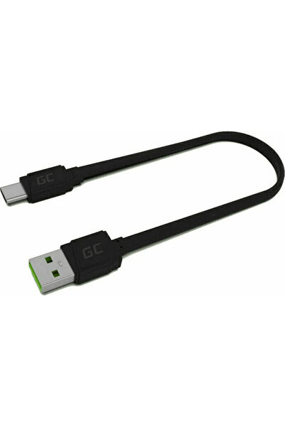 Greencell Cablu USB 2.0 A mufa - USB type C mufa 0.25m plat negru Green Cell KABGC03