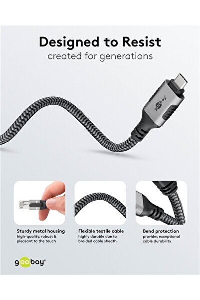 goobay Ethernet LAN cable USB-C 3.1 to RJ45 1.5m Cat6 compatible also for Apple Thunderbolt 3 black 70