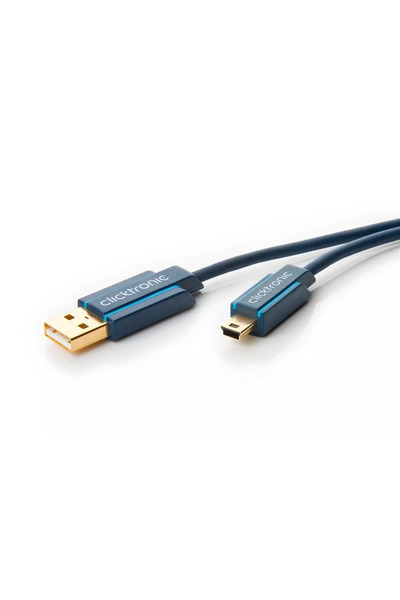 CLICKTRONIC Professional Cable 1m mini USB 2.0 - USB Hi-Speed ​​480Mbit/s OFC oxygen-free copper gold-plated
