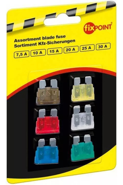 FixPoint Car fuse set 7.5A 10A 15A 20A 25A and 30A 19x13mm