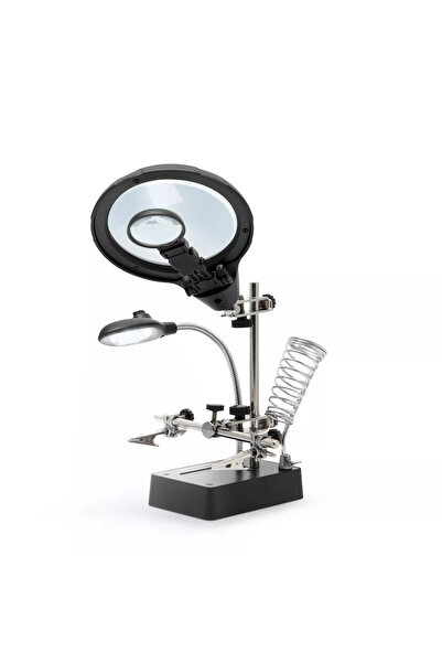 Fahrenheit Suport CI cu lupa 9/ 3cm iluminata 5x LED 15lm si cleme crocodil