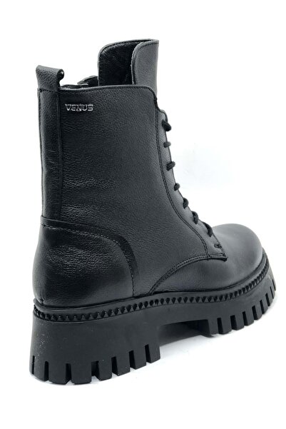 Venüs Ziko Genuine Leather Non-Slip Sole Orthopedic Women's Boots Black