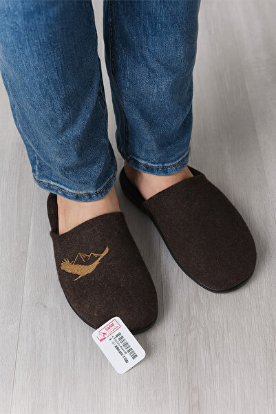 GEZER Kahve erkek keçe poli taban içeri terliği