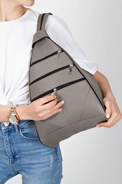 Lederax Rucsac cu mai multe compartimente din piele naturală și geantă de umă...