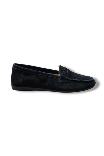 BARONES SHOES Women's Black Genuine Suede Leather Loafer - Casual Comfortable Shoes with Orthopedic Pads