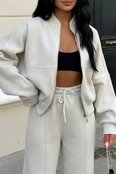 ruNadeS Women's Winter 3 Thread Ç piped Palazzo Bomber Cardigan Tracksuit Set