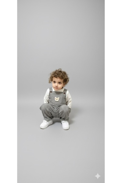 Babito Baby Αγόρια φορούν ριγέ κοστούμια με αρκουδάκια και μπλούζες με σλιπ