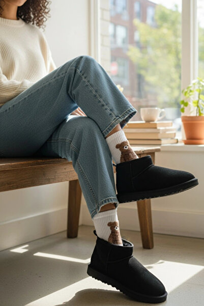 Sivarro Ultra Mini Classic semišové péřové dámské boty - černé