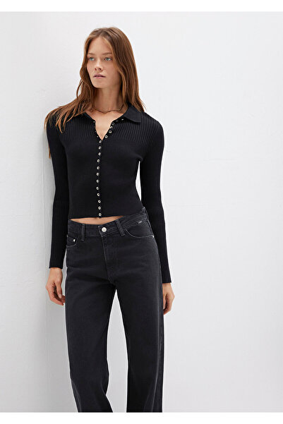 Mavi Buttoned Black Knitwear Polo 1710787-900