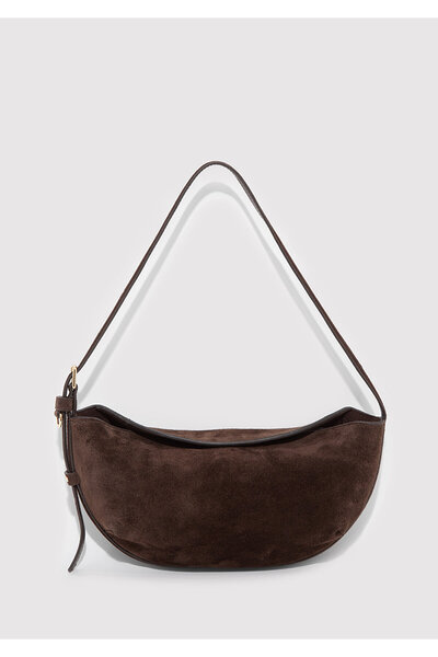 Mavi Suede Leather Dark Brown Shoulder Bag 1913695-29718