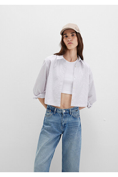 Mavi Striped White Crop Shirt Crop / Short Cut 1211297-88614