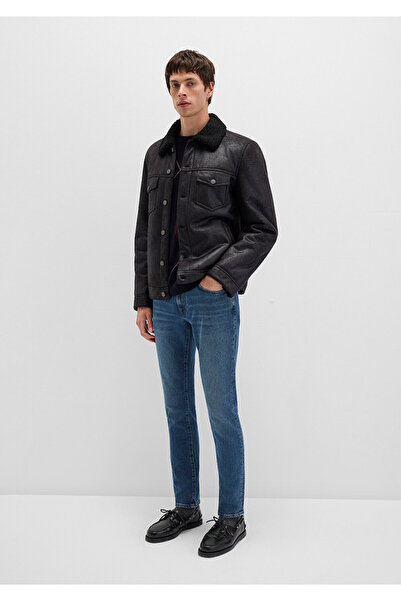 Mavi Faux Fur Detailed Black Faux Leather Jacket Regular Fit / Regular Cut 0110460-71379