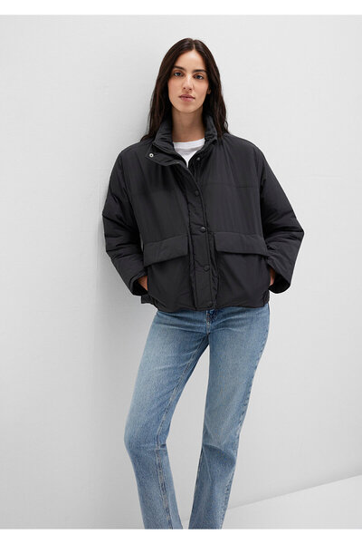 Mavi Water Repellent D Mock Neck Black Jacket Loose Fit / Loose Comfortable Cut 1110618-900