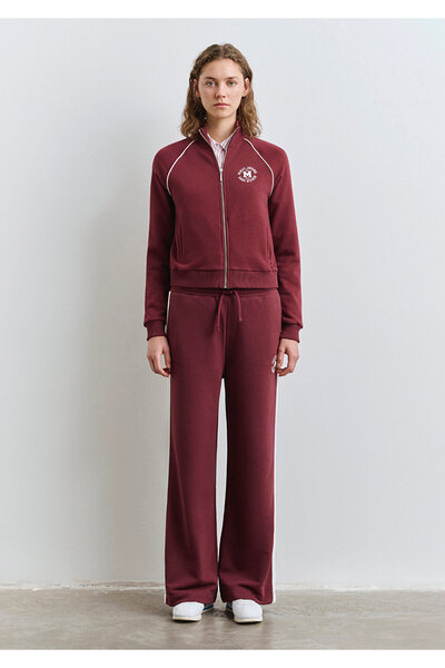 Mavi Burgundy Sweatshirt with Piping Detail and Zipper 1S10365-70393