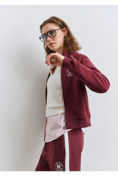 Mavi Burgundy Sweatshirt with Piping Detail and Zipper 1S10365-70393