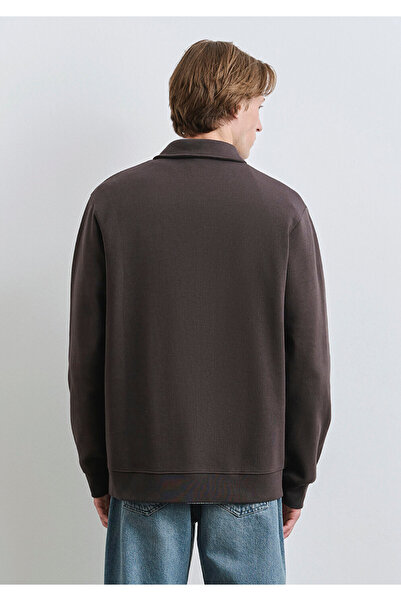 Mavi Polo Neck Half Zip Brown Sweatshirt 0S10414-70219