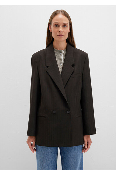 Mavi Brown Striped Double Breasted Blazer 1110772-85431