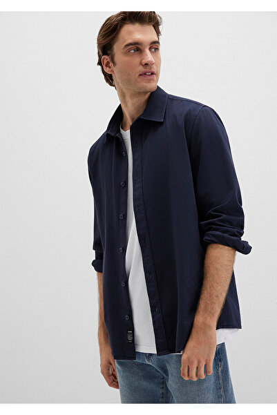 Mavi Linen Blend Navy Blue Shirt Regular Fit / Regular Cut 0211641-82183