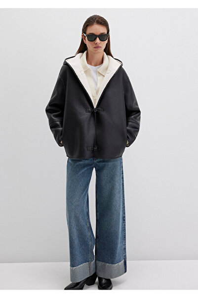 Mavi Μαύρο τζάκετ από συνθετικό δέρμα Oversize / Φαρδιά κοπή 1110612-900