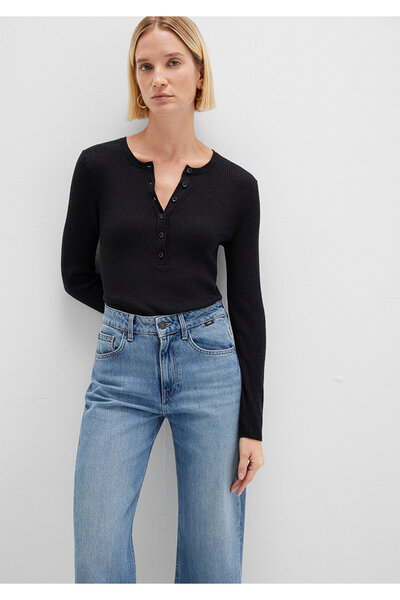 Mavi Wool Blend Button Detail Anthracite Sweater Fitted / Bodycon Cut 1710730-80023