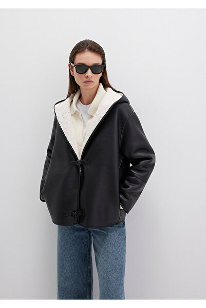 Mavi Μαύρο τζάκετ από συνθετικό δέρμα Oversize / Φαρδιά κοπή 1110612-900