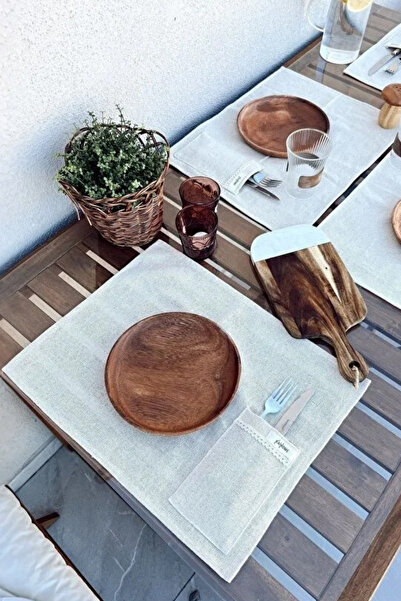 KaiHome 6-piece Raw Linen - American Serving/supla 100% with Spoon Holder Detail