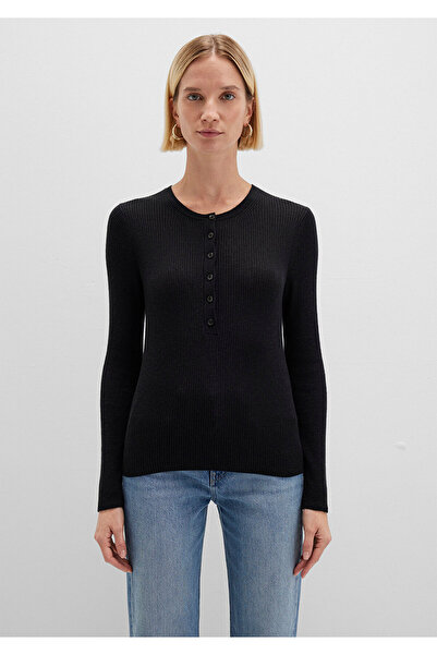 Mavi Wool Blend Button Detail Anthracite Sweater Fitted / Bodycon Cut 1710730-80023