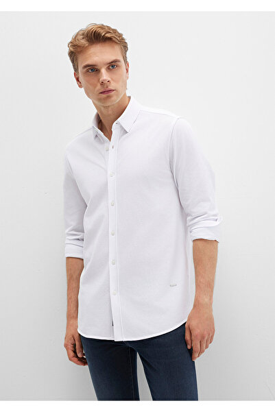 Mavi Men's White M0211660-620 Honeycomb Fabric Shirt