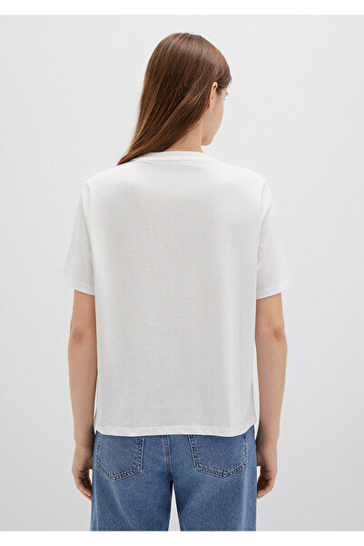 Mavi Logo Printed Ecru T-Shirt Regular Fit 1613564-70057