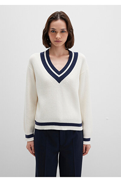 Mavi V-Neck Ecru Women's Sweater M1710705-70057