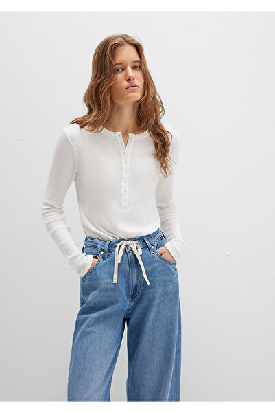 Mavi Button Detailed Ecru T-Shirt Slim Fit / Slim Fit 1613401-70057