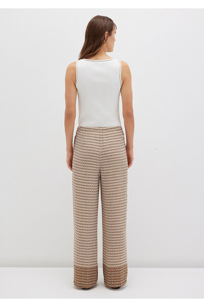 Mavi Beige Ethnic Printed Trousers with Tie Waist 1011123-91009