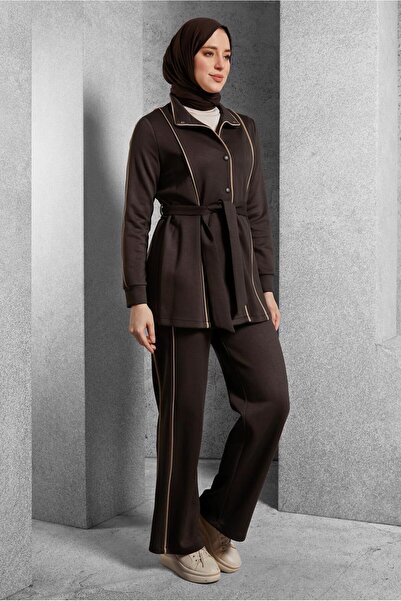 Alvina 45262 Model Belted Pants Tracksuit Set