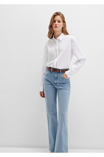 Mavi Embroidered Stripe Detailed White Shirt Regular Fit / Regular Cut 1211174-70057