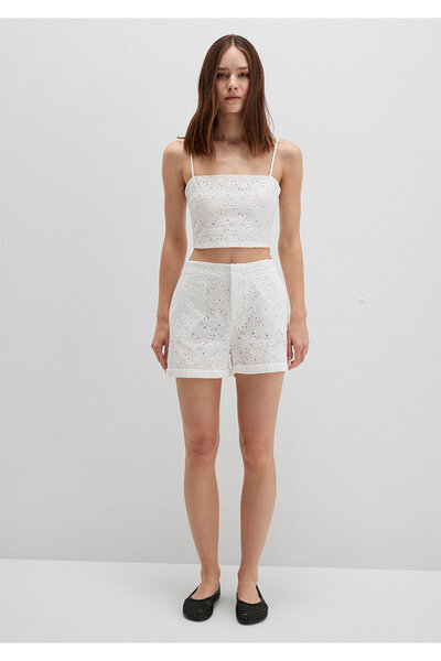 Mavi Fisto Embroidered White Shorts 1410236-70057