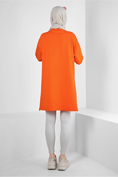 Alvina Lace-up Collar and Eyelet Detailed Tracksuit Tunik 43887