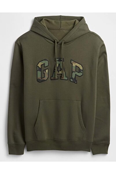 GAP Ανδρικό φούτερ με κουκούλα Relaxed Logo Camo Fıll 799757 KHAKI