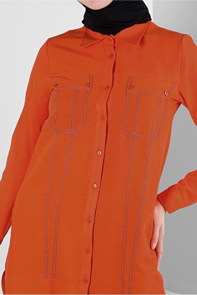 Alvina 43608 Model Stitching Detailed Shirt Tunic