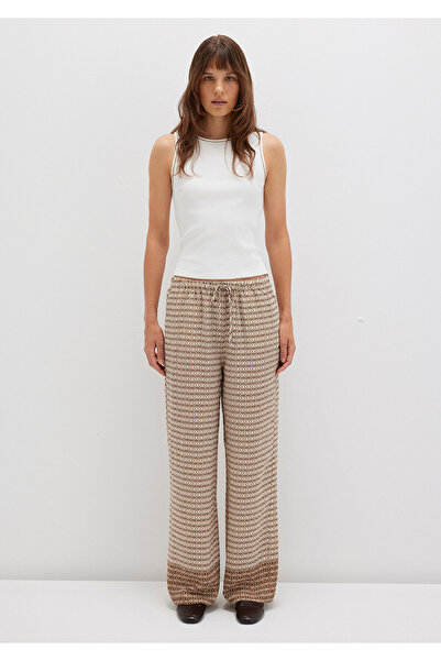 Mavi Beige Ethnic Printed Trousers with Tie Waist 1011123-91009