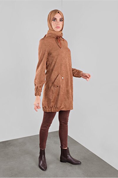 Alvina Lace-Up Velvet Tunic with Ankle Neck 41226