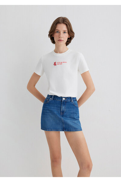 Mavi Indigo Turtles Printed Ecru T-Shirt Semi Slim Fit / Semi Slim Fit 1613535-70057